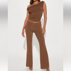 Fashion Nova Pant Set in Brown - XS